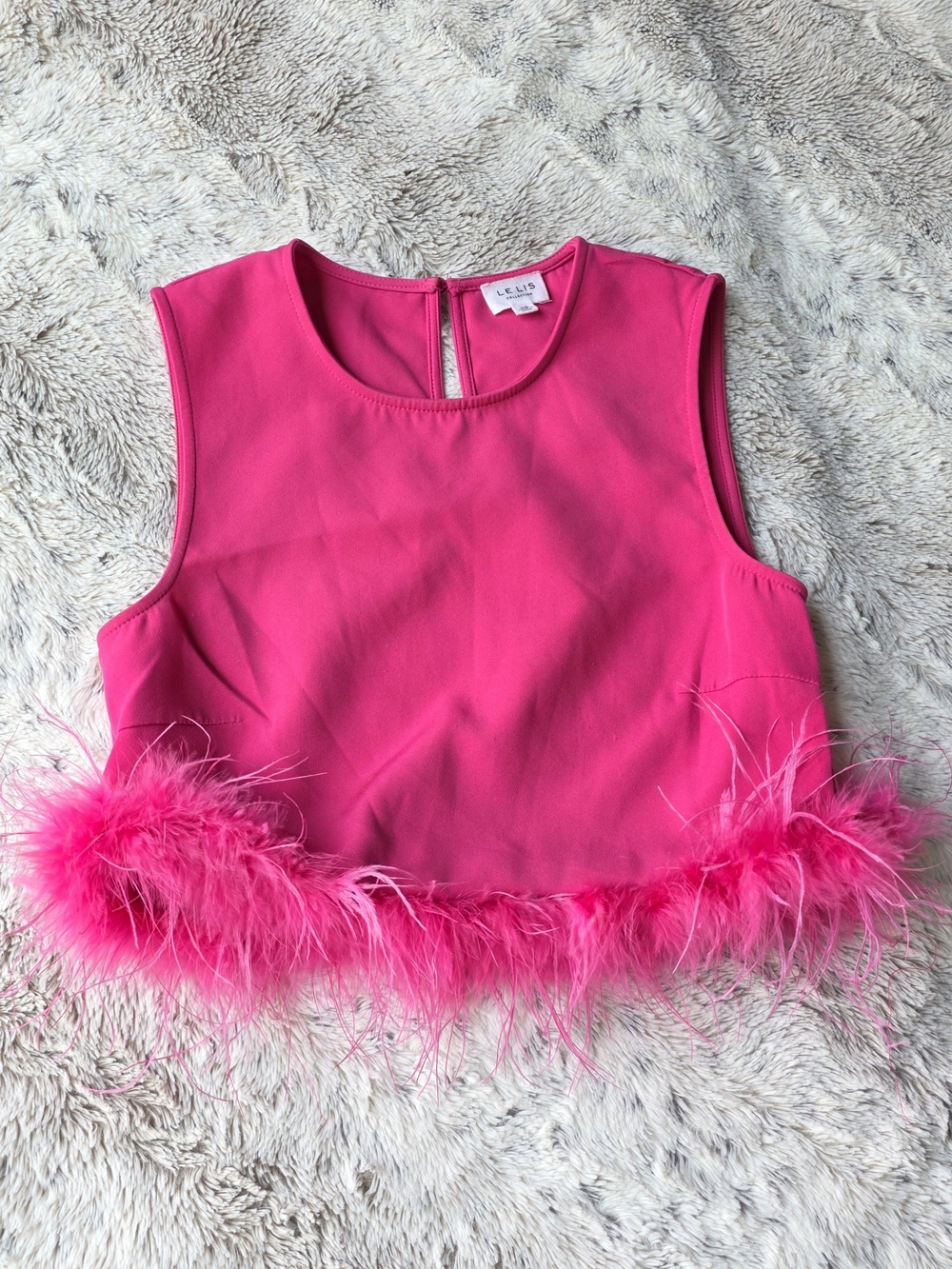LeLis Pink Feather Trim Top XS BUCKLE